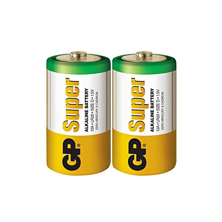 Алкална батерия GP SUPER LR20, 2 бр. в опаковка / shrink, 1.5V GP-BA-13A21-S2, (35933861)