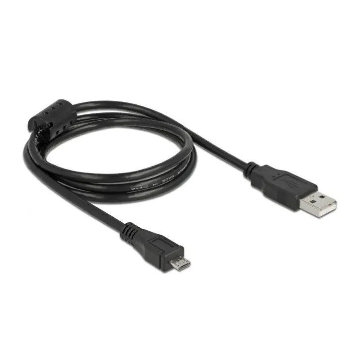 Кабел DeLock, USB-A мъжко - MicroUSB-B мъжко, USB 2.0, 1 м, Черен, (35938296)
