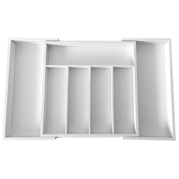 Бамбуков органайзер за прибори Kinghoff KH 1746, Разширяем, Бял, (17726)