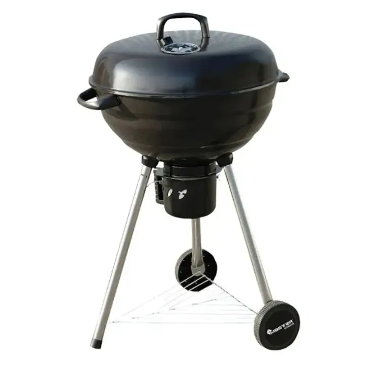 Барбекю на дървени въглища MasterGrill MG910, 46 см, Емайлирана стомана, Пепелник, 2 Колела, Черен/инокс, (17619)