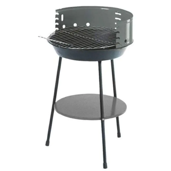 Барбекю на дървени въглища с долен рафт MasterGrill MG915, 35 см диаметър, Метал, Черен/сив, (17618)