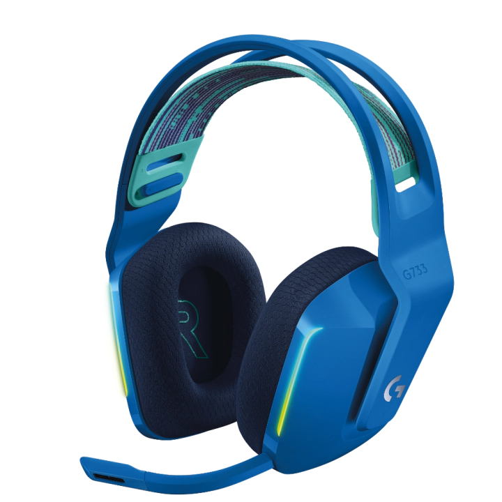 Геймърски слушалки Logitech G733 Blue Lightspeed Wireless RGB, Микрофон, Сини, (35934043)