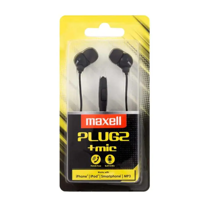 Слушалки с микрофон MAXELL PLUGZ черна, (35940273)