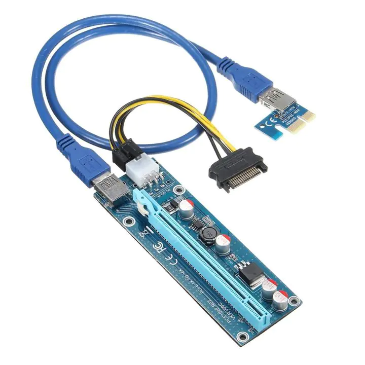 Конвертор Estillo Riser Card 6 Pin, PCI-Е x 1 към PCI-Е x16, USB 3.0, (35933169)