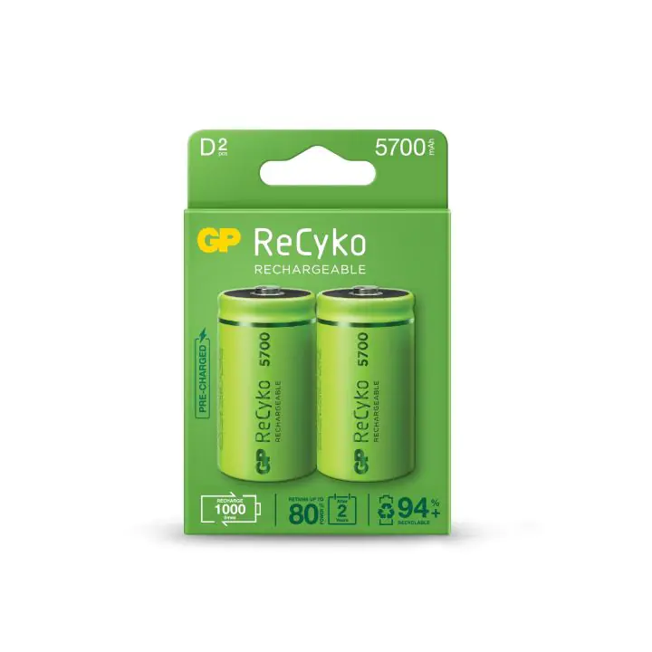 Акумулаторна Батерия GP R20 D 5700mAh NiMH Recyko 2 бр. в опаковка GP, (35933267)