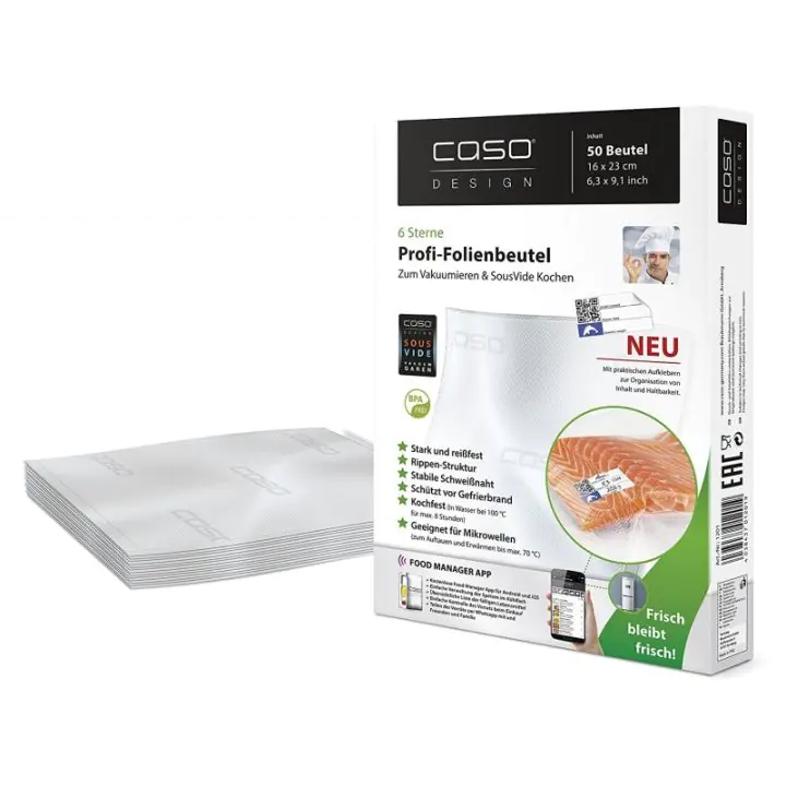 Гофрирани релефни пликове за вакуумиране CASO 16x23 см. - 50 бр. CAS.1201