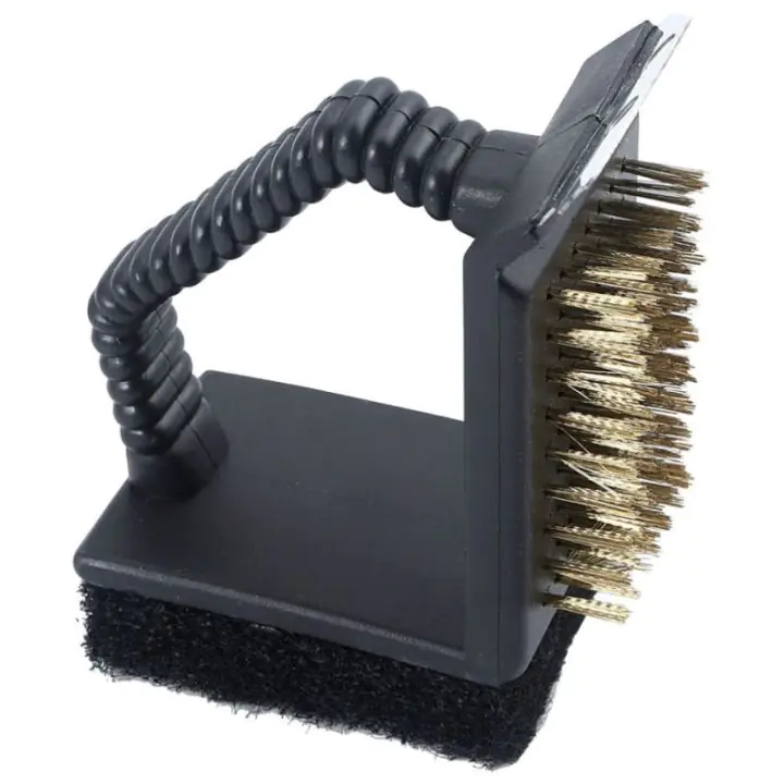 Четка за почистване на барбекю 3в1 Kinghoff KH 1913, 12х10х7 см, Ергономична дръжка, Универсална съвместимост, Черен, (35932235)