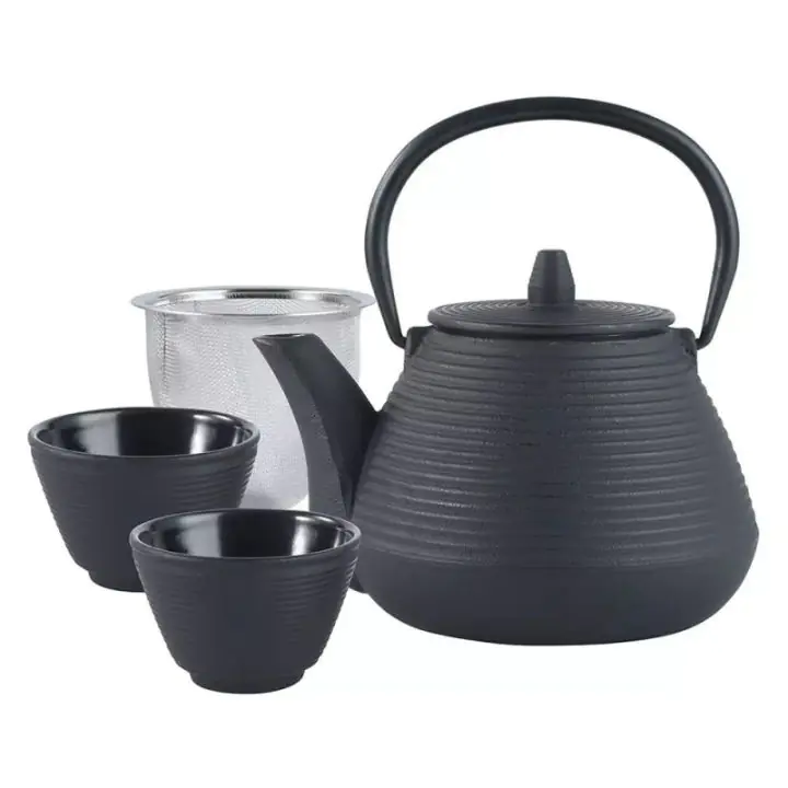 Чугунен чайник с 2 чаши Kinghoff KH 1846, 1 l, Филтър, Индукция, Черен, (22194)