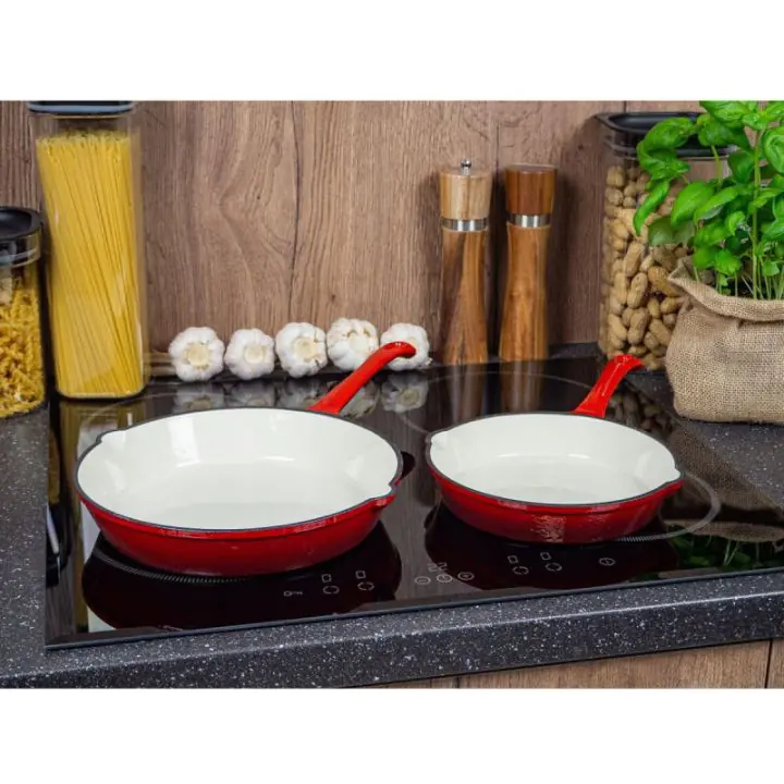 Чугунен тиган Kinghoff KH 2262, 26 см, Емайлиран, Подходящ за фурна, Червен, (9999KH2262)