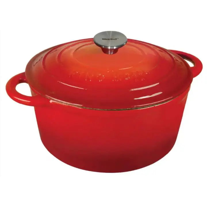 Чугунена тенджера Kinghoff KH 1614, 2.4 литра, 21 см, Емайлирана, Индукция, Червен, (9999KH1614)