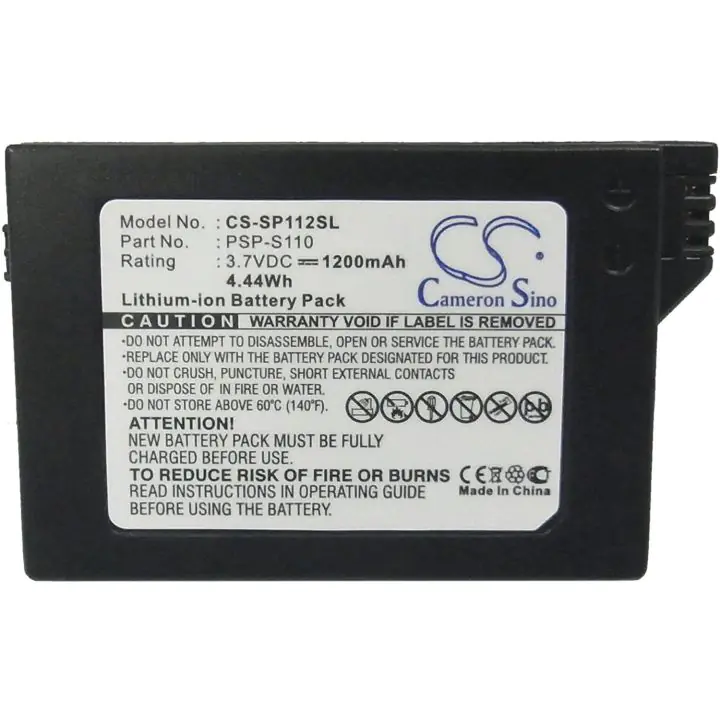 Батерия Cameron Sino, За плейстейшън Sony PSP-S110 PSP-2000, PSP-3000 CS-SP112SL, LiIon 3.7V, 1200mAh, (35934419)