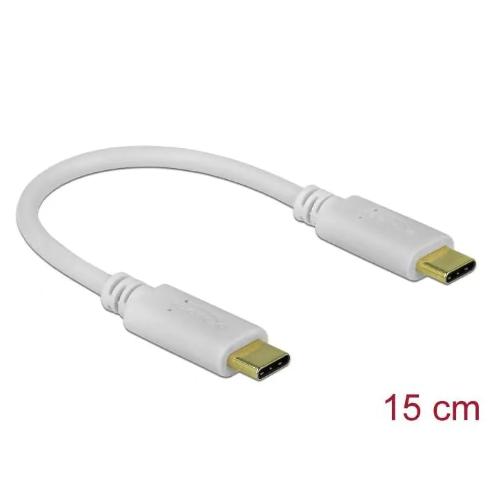 Кабел за зареждане DeLock PD, USB-C мъжко >USB-C мъжко, 100W, 15 cm, (35938381)