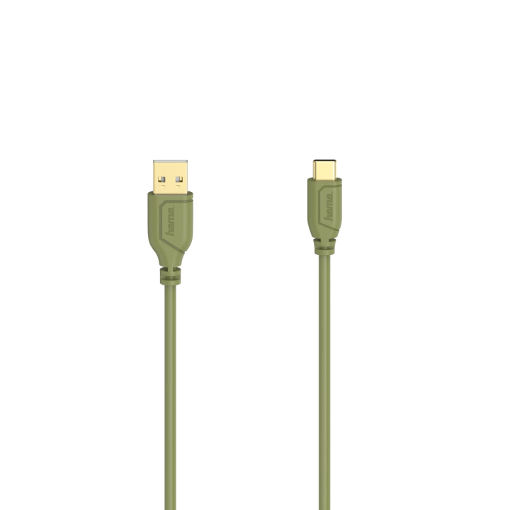 Кабел Hama Flexi-Slim USB-C - USB-A 2.0 мъжко, 0.75м, Зелен, (35934404)