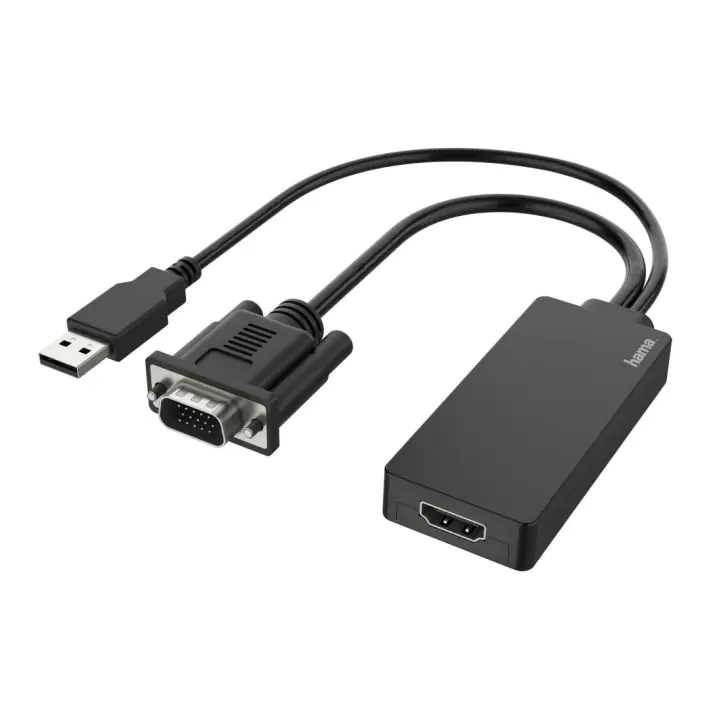 Конвертор HAMA, VGA+USB мъжко - HDMI женско, Full HD 1080p, Черен, (35935230)