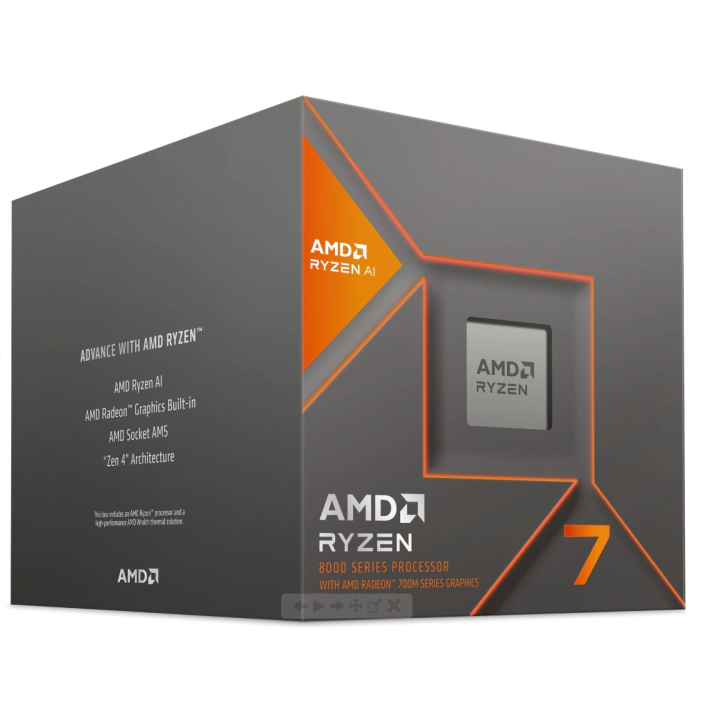 Процесор AMD RYZEN 7 8700G, 8-Core 4.2GHz (Up to 5.1GHz) 24MB Cache, 65W, AM5, BOX, (35937360)
