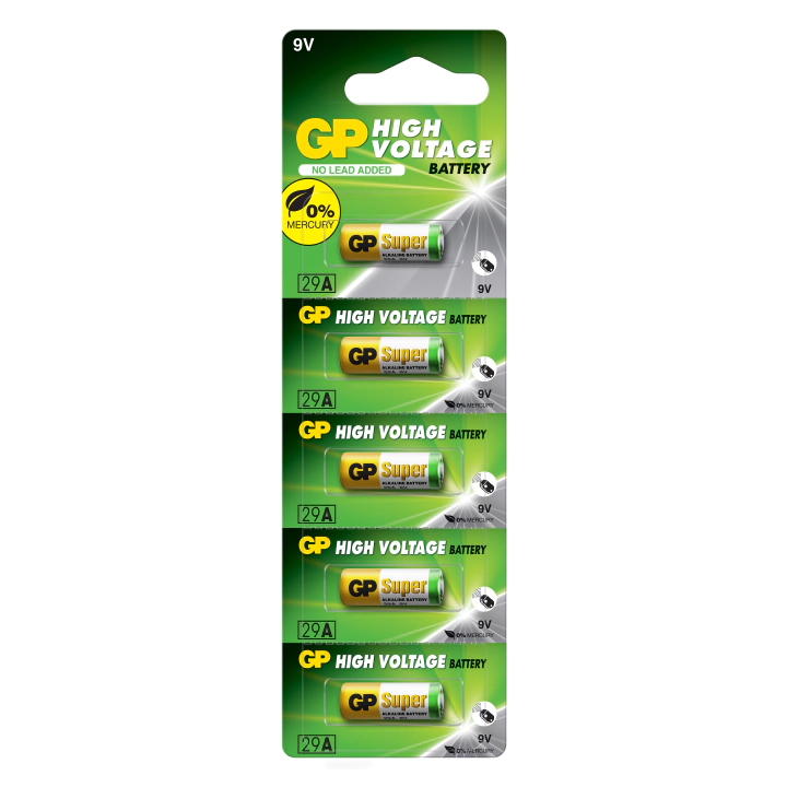Алкална батерия GP 9 V, 5бр. в блистер, Цената е за 1 батерия, А29, A32, A25, (35932514)
