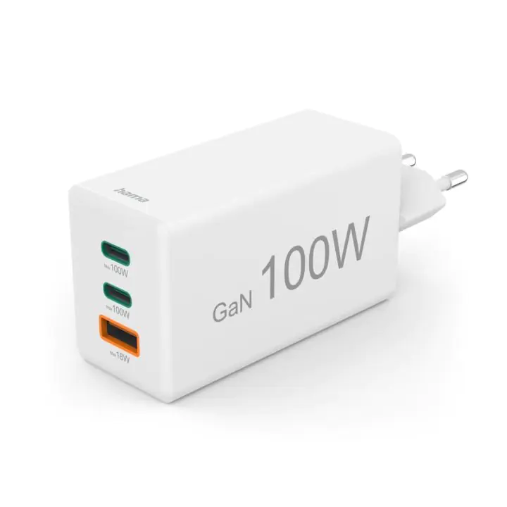 HAMA Бързо зарядно 220V, 100 W GaN, 2x USB-C PD, 1x USB-A QC, (35938111)