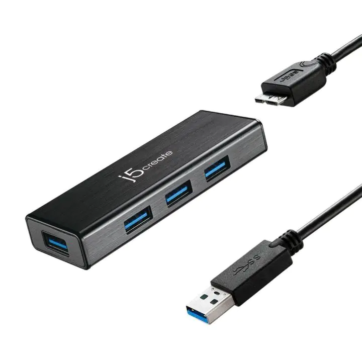 Хъб 4-портов J5 Create JUH340, USB 3.0, 1:4, Черен, (35933341)