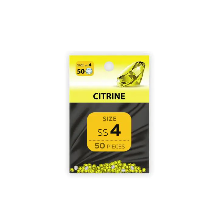 Декоративни камъчета за маникюр CITRINE, 1.6 мм SS4, пакет 50 бр, (35923245)