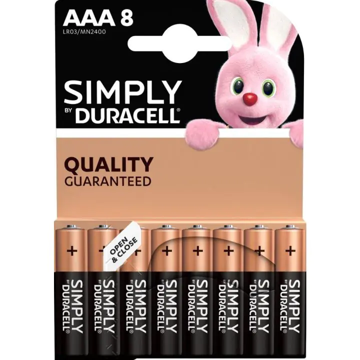 Алкална батерия LR03 AAA 8pk блистер SIMPLY MN2400 DURACELL, (35937706)