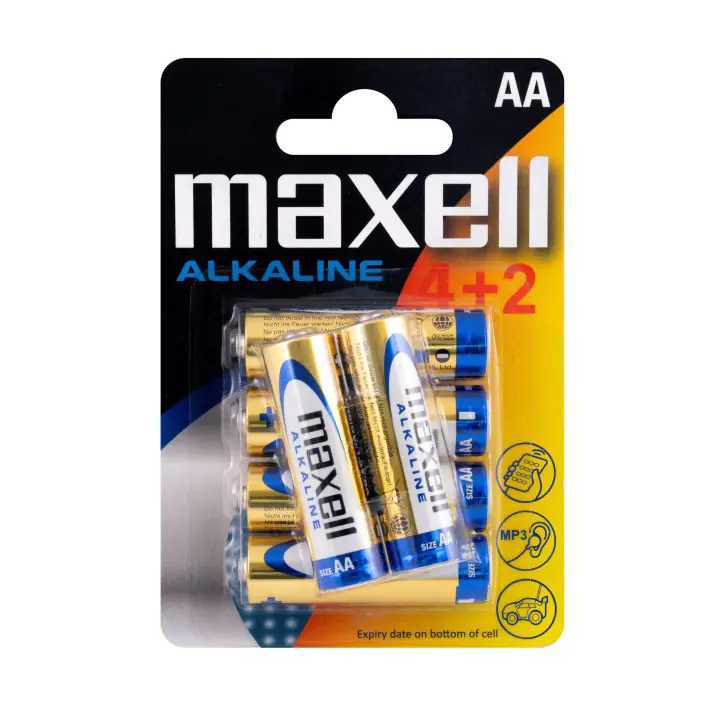 Алкална батерия MAXELL AA, LR-6, 4+2 бр. в опаковка, 1.5V, (35932527)