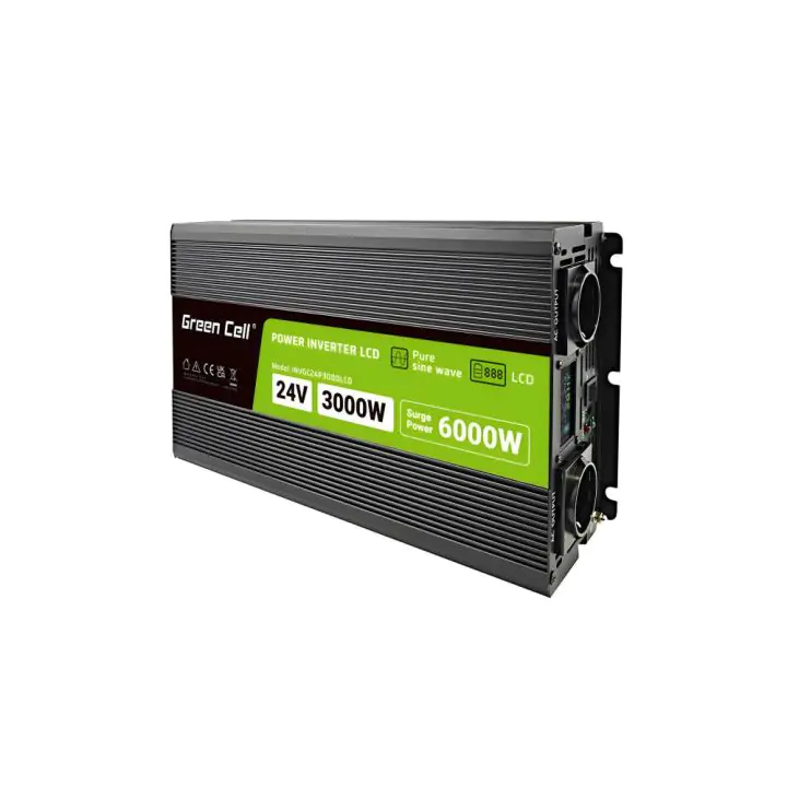 Инвертор GREEN CELL, 24/220V, DC/AC, 3000W/6000W, чиста синусоида, (35937551)