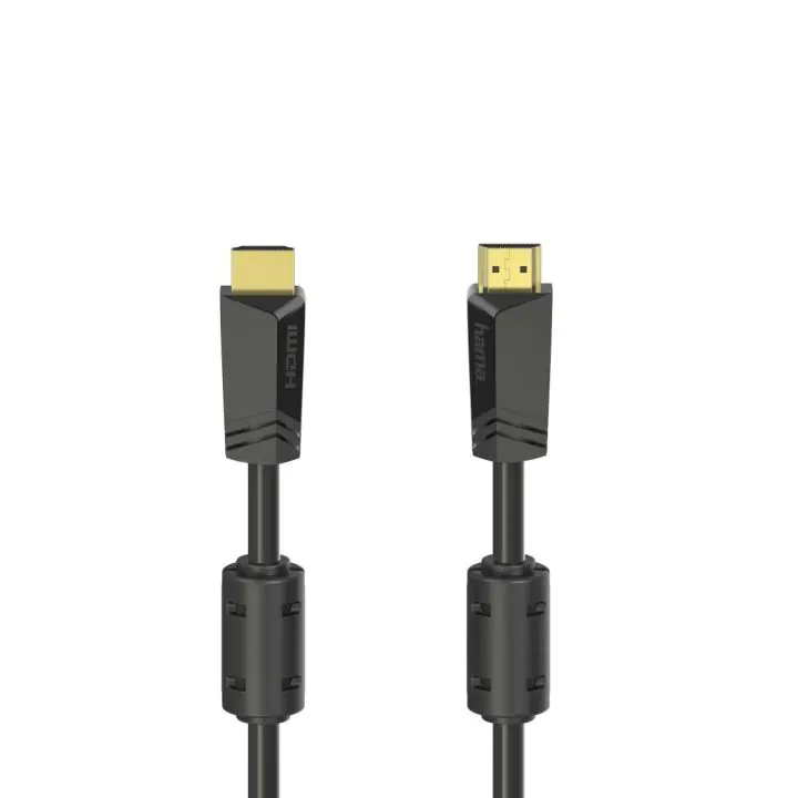 Кабел HAMA High-speed, HDMI мъжко - HDMI мъжко, 4K, 10.2GB/s, Ethernet, 15 м, Позл. конектори, 2 филтъра, Черен, (35934234)
