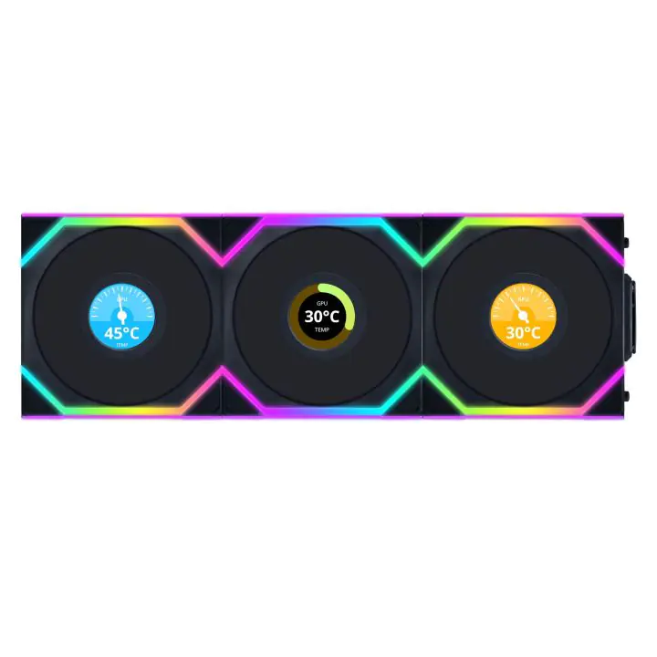 Вентилатори 3бр Lian Li UNI FAN SL Wireless LCD Reverse Blade ARGB PWM - 120 mm Черни, (35939410)