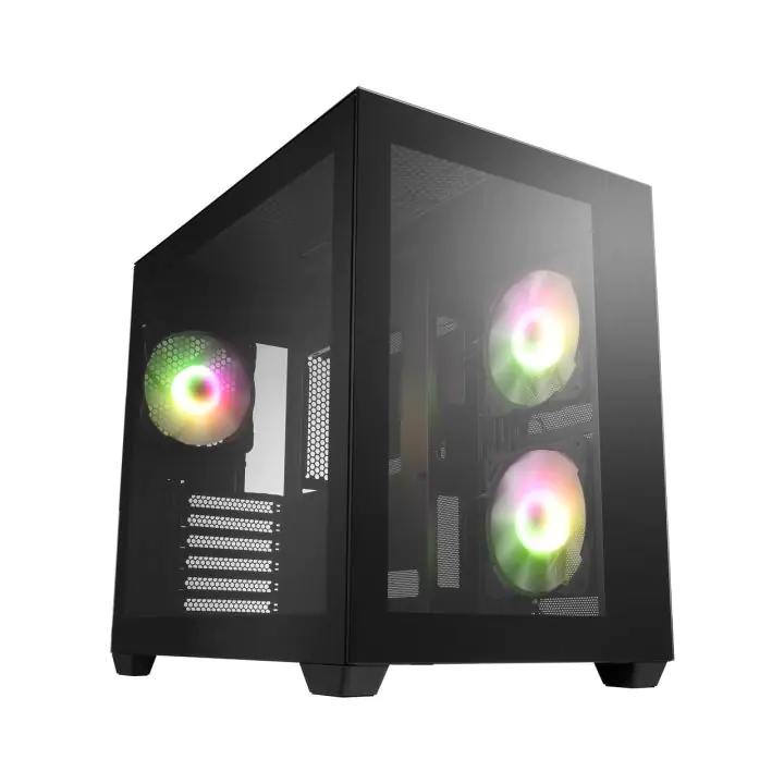 Кутия FSP CMT380 Black ARGB TG, ATX Mid Tower, Черна, (35936374)