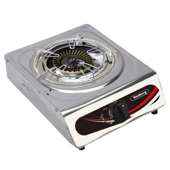 Единичен газов котлон Rosberg Premium RP51454B, 3.45 kWh, 30 mbar, Без защита, Чугунена горелка, Инокс, (14531)