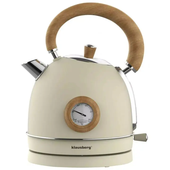 Електрическа кана с термометър Klausberg KB 7906, 2200W, 1.8 л, Индикатор за нивото на водата, Защита от прегряване, Крема, (35944522)