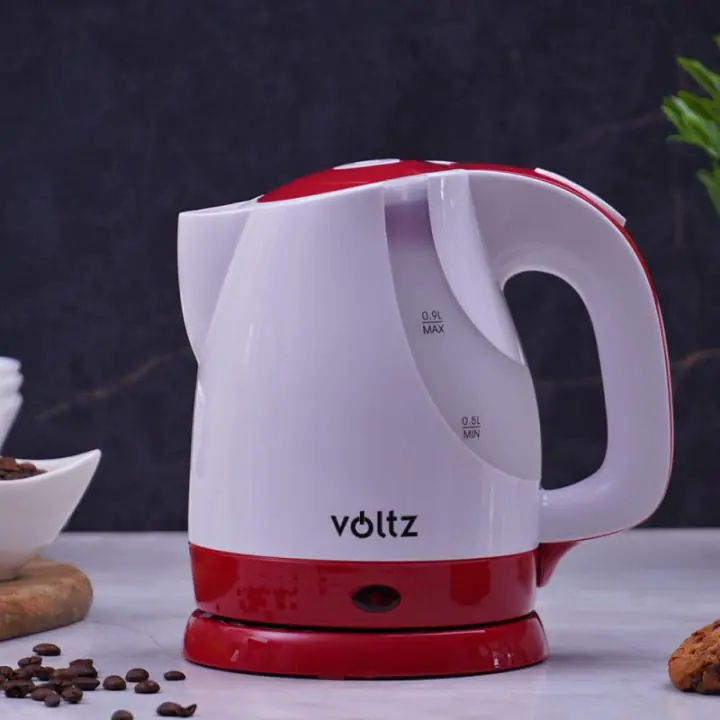 Електрическа кана Voltz V51230F, 1300W, 900 ml, Мерителна скала, Бял/червен, (55551230FR)