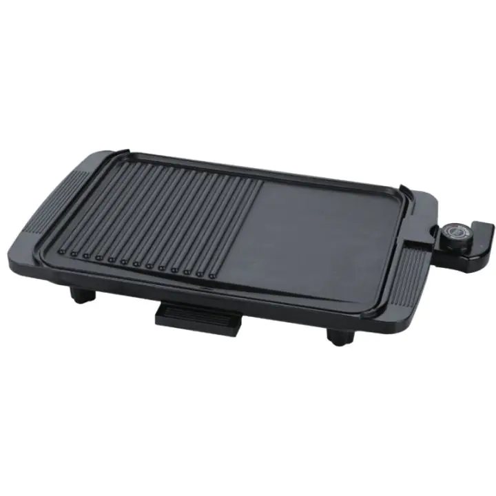 Електрическа скара Rosberg R51015I, 1500W, 36x26см, 2 зони - гладка и оребрена, Незалепваща, Черен, (17820)