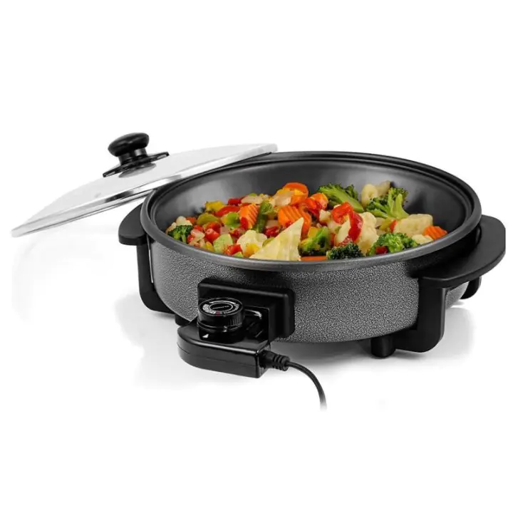 Електрически тиган Royalty Line PP-18214, 1500W, 42 см, 5.5 l, Стъклен капак, Термостат, Шагрен, (35932294)