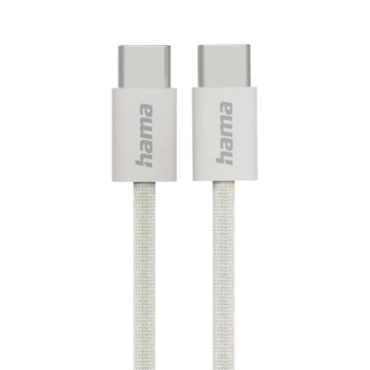 HAMA Кабел за зареждане 'Fabric', USB-C - USB-C, 1 m, Nylon, сив, (35938952)