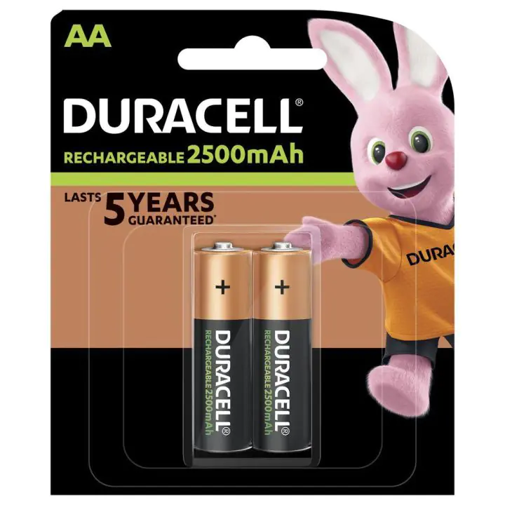 Акумулаторна батерия DURACELL R6 AA, 2500mAh NiMH, 1.2V, 2 бр. в опаковка, (35939914)