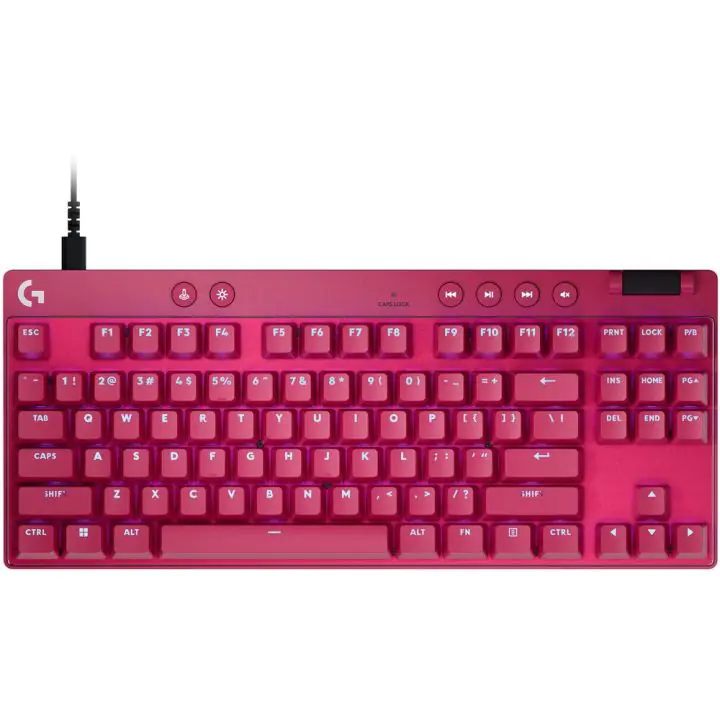 Геймърска механична клавиатура Logitech G Pro X RAPID TKL, Magnetic Analog Switch, Magenta, (35939429)