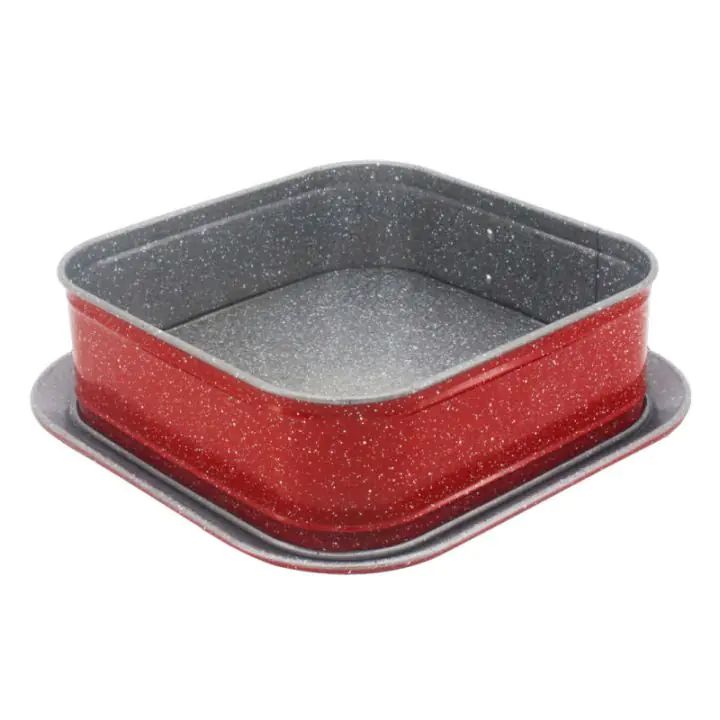 Форма с падащо дъно Voltz V51223RS, 27.5x27.5 см, Мраморно покритие, Червен, (55551223RS)
