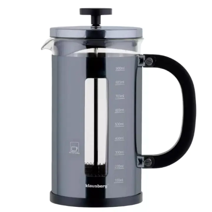 Френска преса за кафе Klausberg KB 7704, 1 l, Стъкло, Мерителна скала, Графит/сив, (35922480)