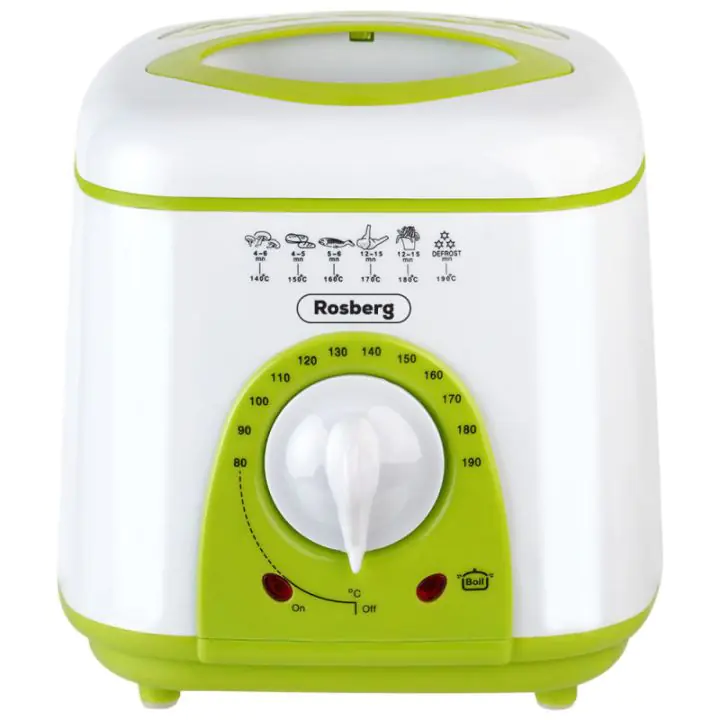 Фритюрник мини Rosberg R51980B, 1 литър, 950W, 80-190 C, Бял/зелен, (555551980B)