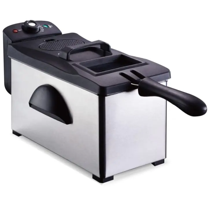 Фритюрник Rosberg Premium RP51980P, 2000W, 3 литра, Напълно разглобяем,Инокс/Черен, (12633)