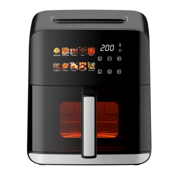 Фритюрник с горещ въздух Oliver Voltz OV51980CE, 1800W, 4 л, 80-200°C, 10 програми, Таймер, Прозорец, LED, Черен, (35946391)