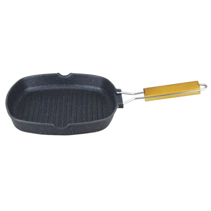 Грил тиган Rosberg Premium RP54316C24, 24х24 см, Махаща се дръжка, Мраморно покритие, Черен, (14520)