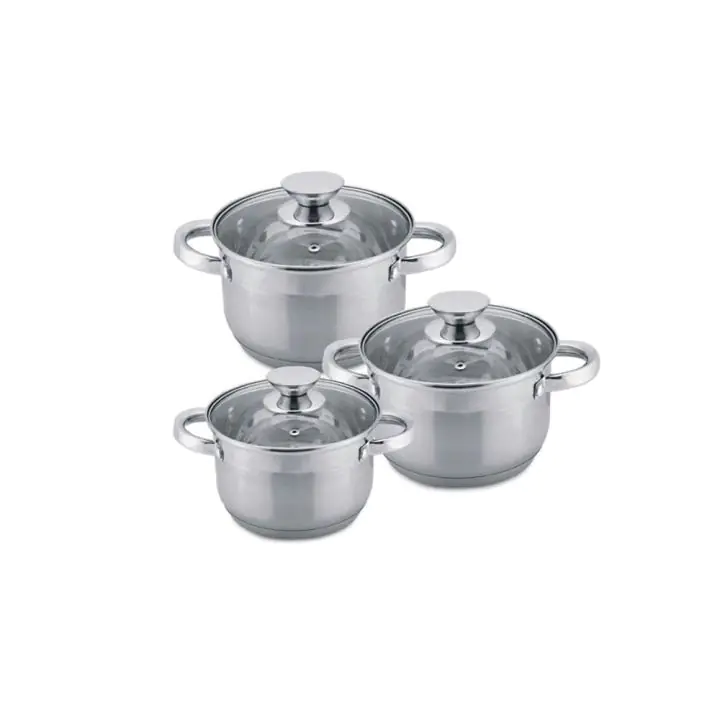 Комплект тенджери HAUS ROLAND, HR-131-3, 3 броя, с капак, ф22, 24, 26см, инокс, мат, (18413)