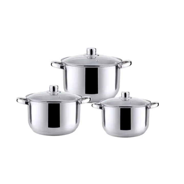 Комплект тенджери HAUS ROLAND, HR-148-2, 3 броя, с капак, ф22, 24, 26см, инокс, (18417)