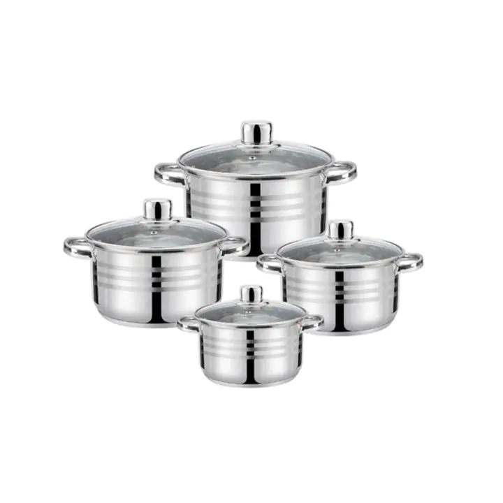 Комплект тенджери HAUS ROLAND, HR-148-5, 4 броя, с капак, ф16, 18, 20, 24см, инокс, (18419)