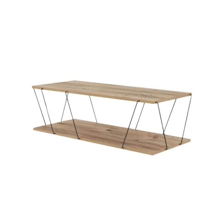 Холна маса Kalune Design 854KLN2808, 120х50 см, 2 нива, Меламиново покритие/метал, Кафяв/Черен, (854KLN2808)