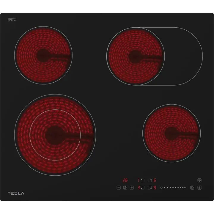 Стъклокерамичен готварски плот TESLA HV6410MX, Черен, (9474)