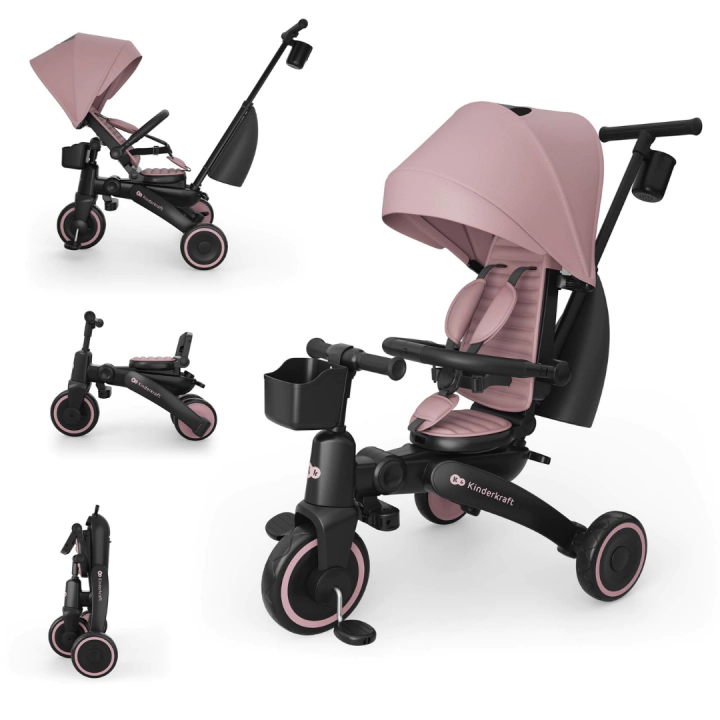 KinderKraft JAZZ 3 сгъваема триколка РОЗОВА, (35948296)