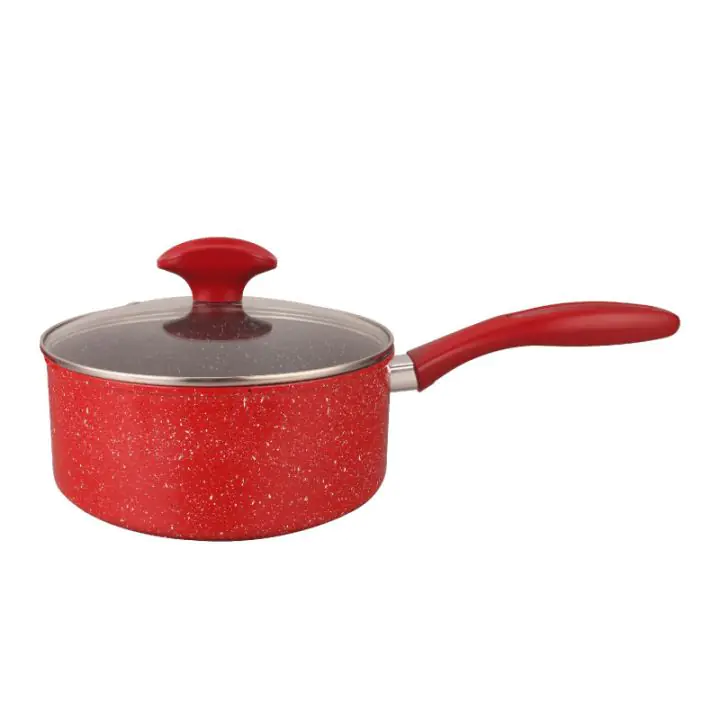 Касерола Oliver Voltz Florence OV54421AP18, 18x8.5 см, 1.6 л, Мраморно покритие, Стъклен капак, Индукция, Червен, (35946073)